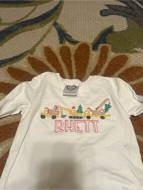 Personalized White Kids Shirt with Yellow Construction Truck Design - Rhett